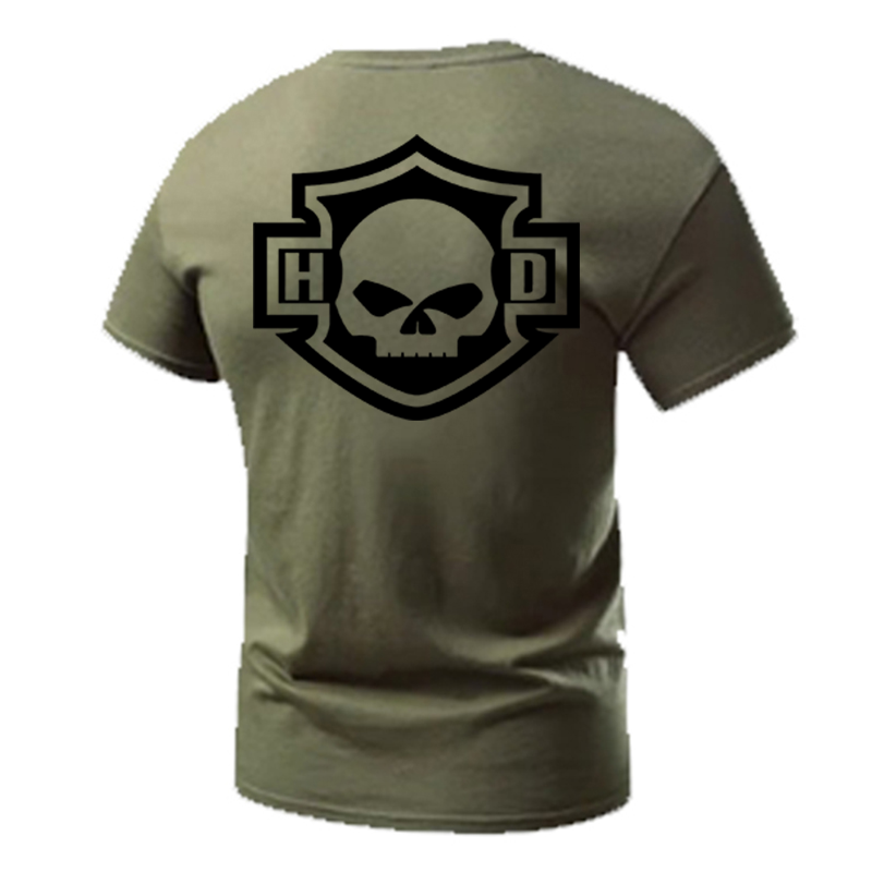 H D Basic Skull Logo Cotton T-shirt by RiderOut™