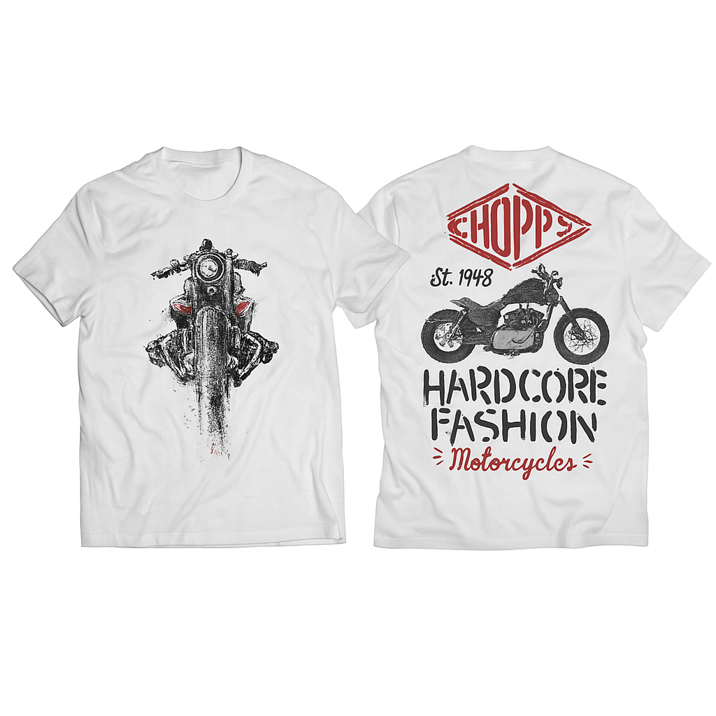 H D Chopper Print Motorcycle T-Shirt by RiderOut™