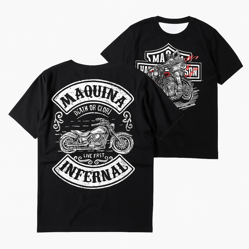H D Chopper Print Motorcycle T-Shirt by RiderOut™