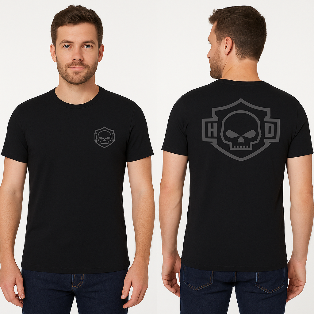 H D Basic Skull Logo Cotton T-shirt by RiderOut™
