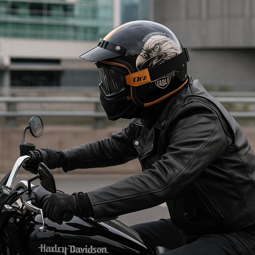 Retro Half Open Designer Motorcycle Helmet by RiderOut™