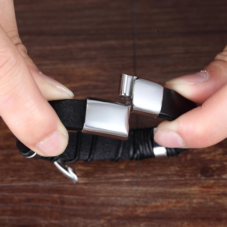 Skull Pattern Leather Bracelet by RiderOut