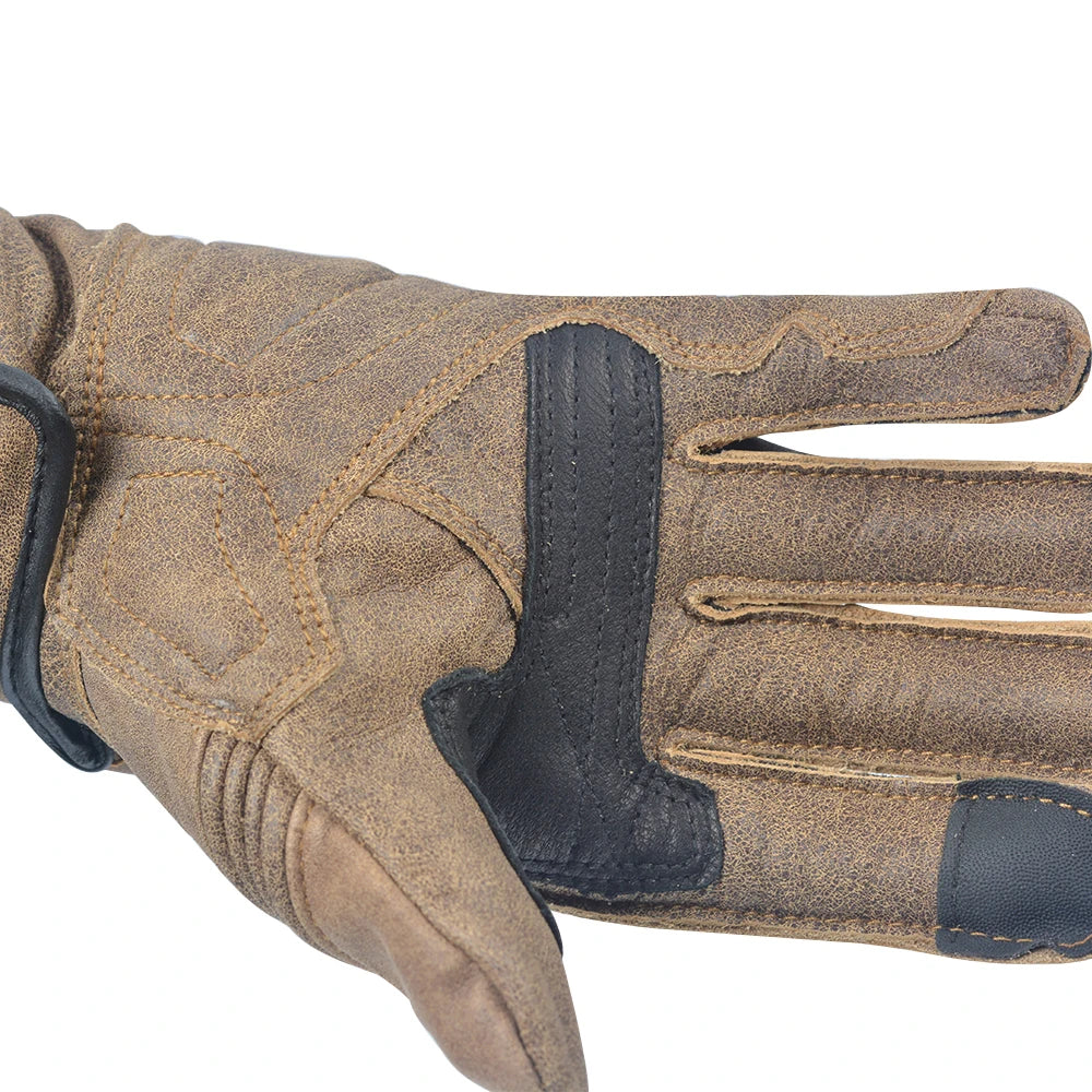 Dark Brown Vintage Motorcycle Retro Leather Gloves by RiderOut
