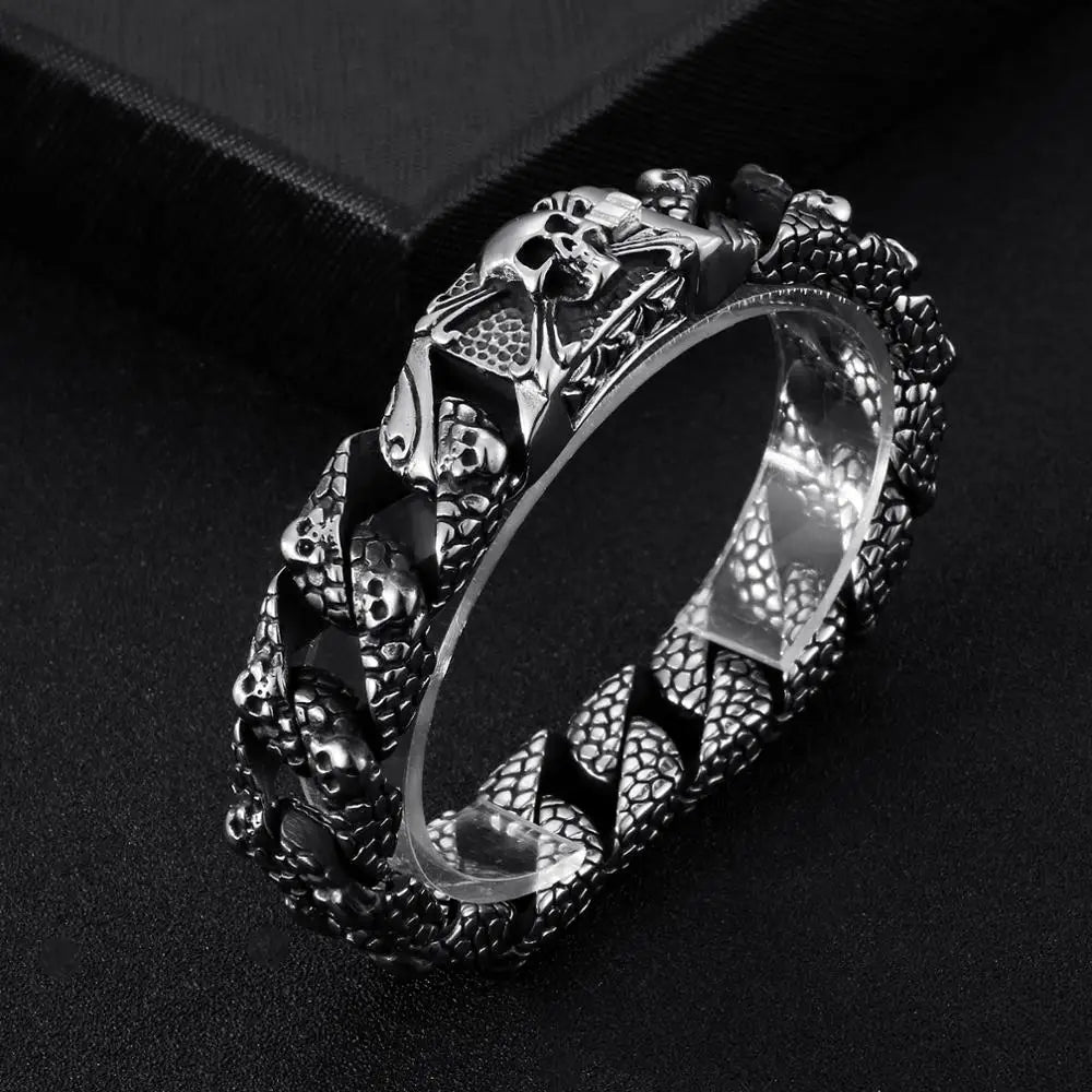 Gothic Skull Curb Chain Bracelets by RiderOut™