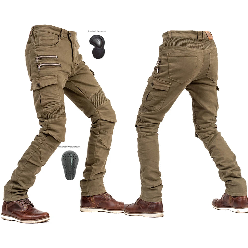 Khaki Motorcycle Protective Gear Trousers by RiderOut™