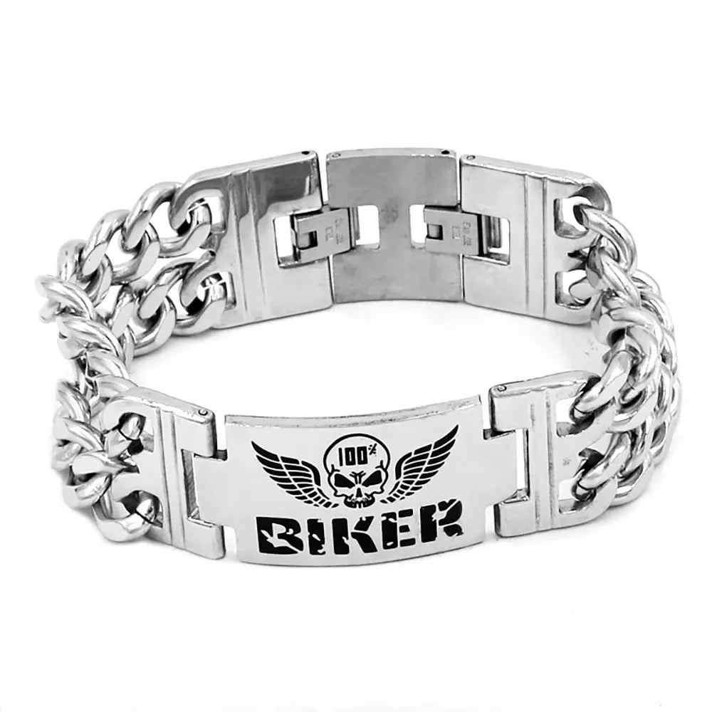 Wings Skull Biker Bracelet by RiderOut™