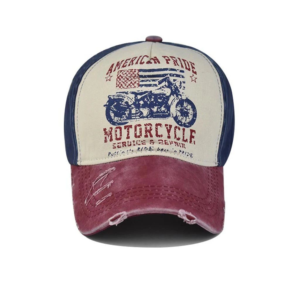 Vintage Motorcycle Print Baseball Caps by RiderOut™
