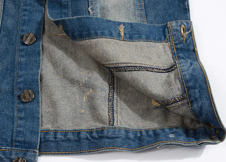 USA Flag washed Denim Jeans Vest by RiderOut