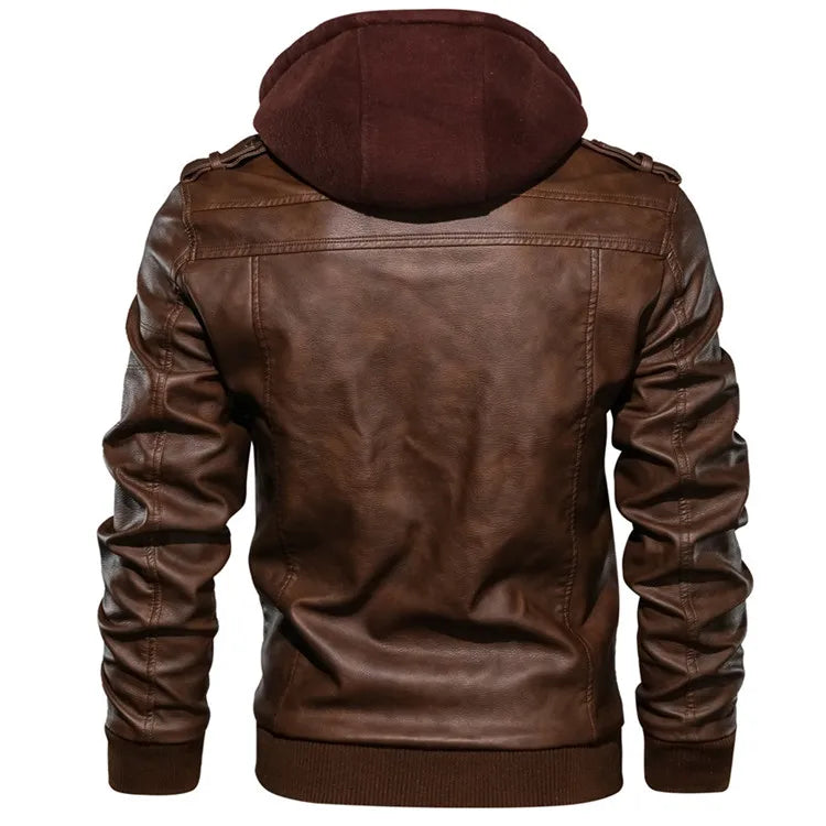 Hooded Motorcycle PU Jacket by RiderOut