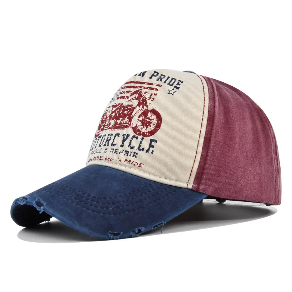 Vintage Motorcycle Print Baseball Caps by RiderOut™