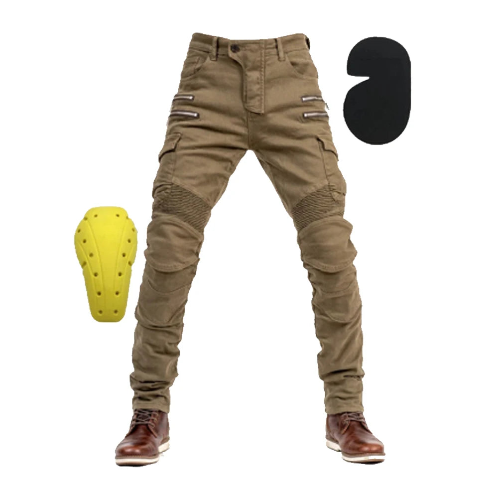 Khaki Motorcycle Protective Gear Trousers by RiderOut™