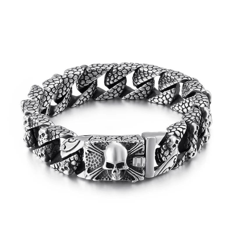 Gothic Skull Curb Chain Bracelets by RiderOut™