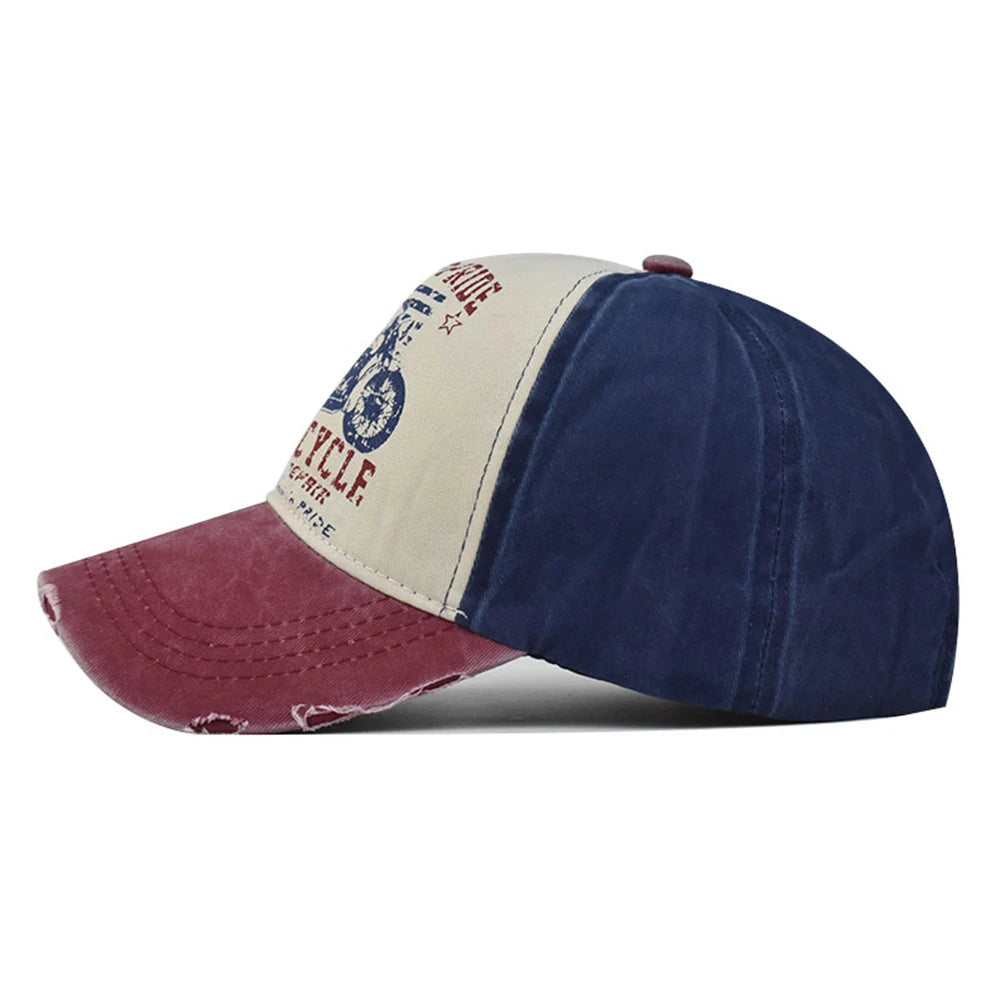 Vintage Motorcycle Print Baseball Caps by RiderOut™