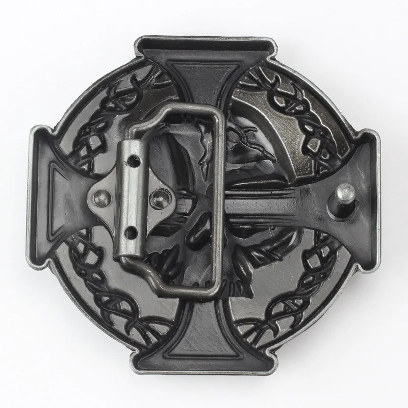 Ghost Head Belt Buckle Leather Belt by RiderOut