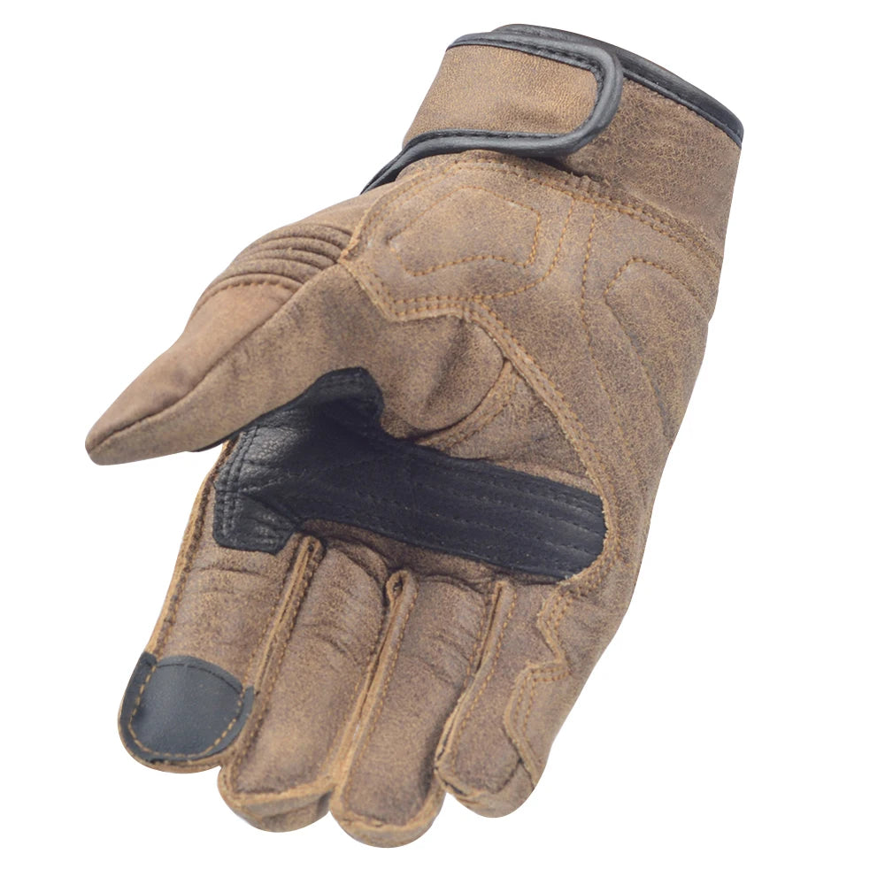 Dark Brown Vintage Motorcycle Retro Leather Gloves by RiderOut