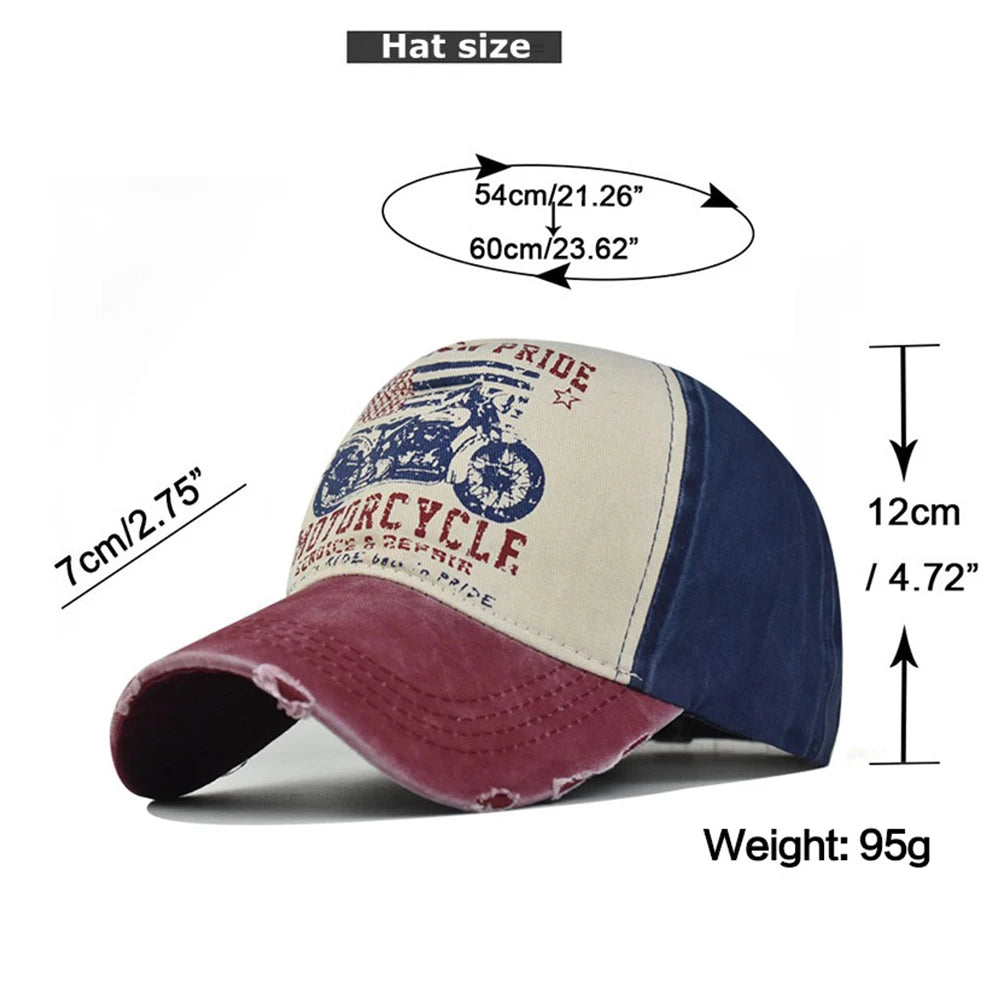Vintage Motorcycle Print Baseball Caps by RiderOut™