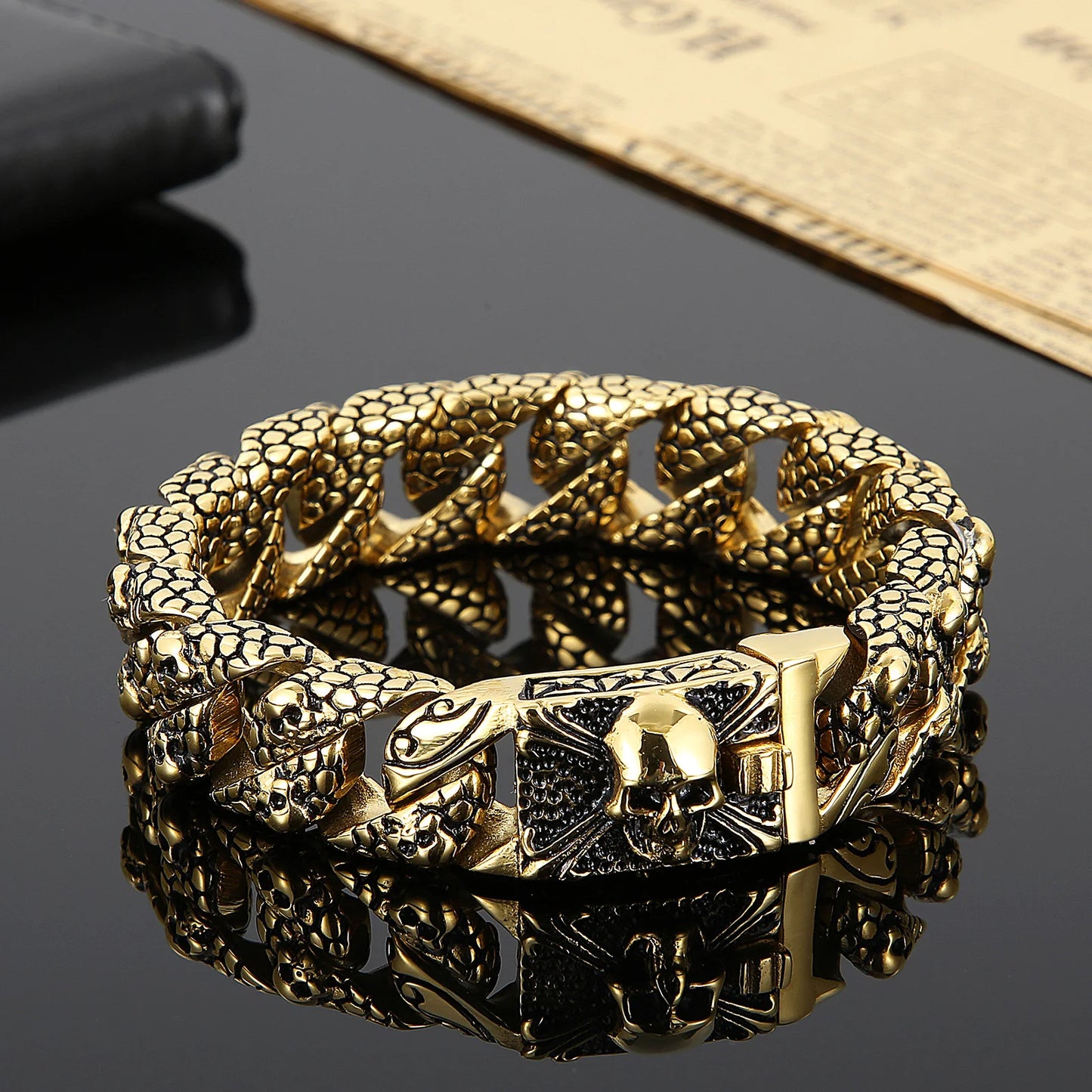 Gothic Skull Curb Chain Bracelets by RiderOut™