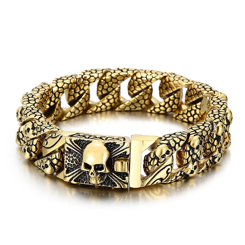 Gothic Skull Curb Chain Bracelets by RiderOut™