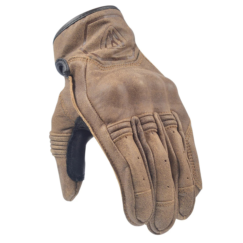Dark Brown Vintage Motorcycle Retro Leather Gloves by RiderOut