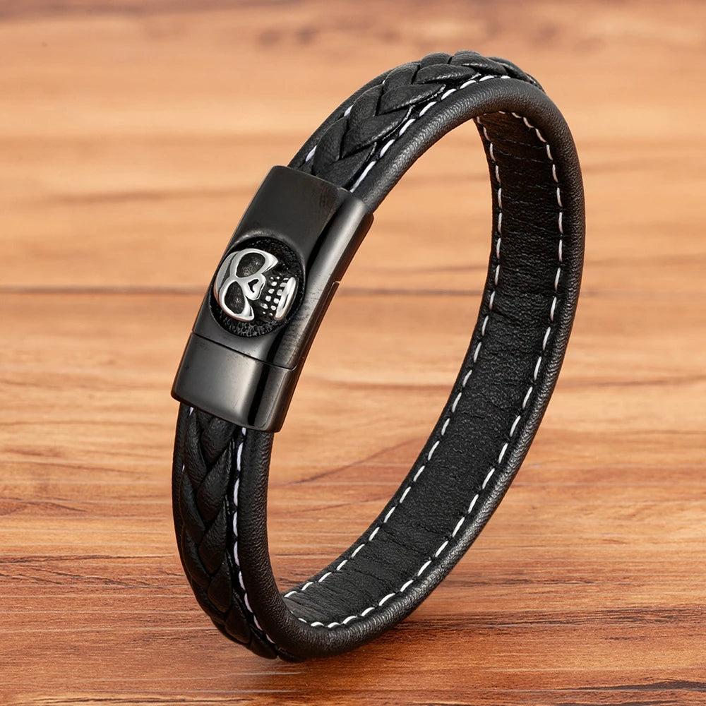 Skull Pattern Leather Bracelet by RiderOut