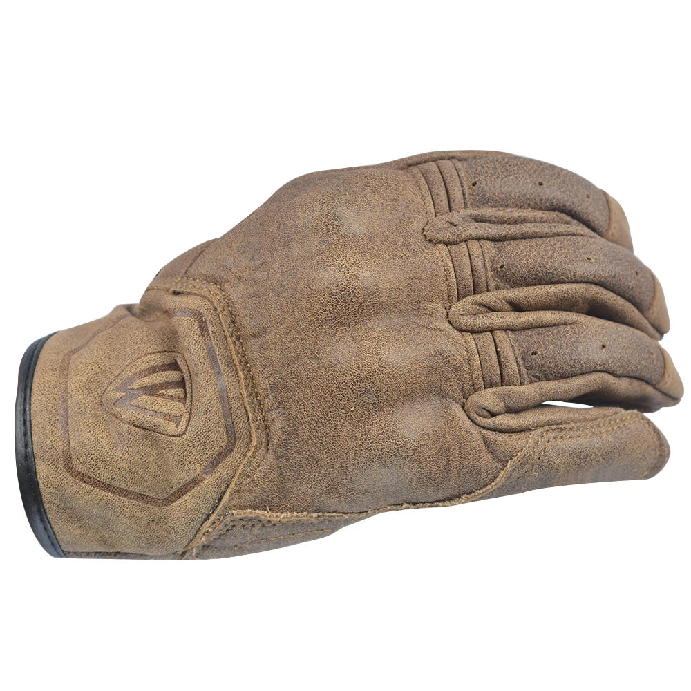 Dark Brown Vintage Motorcycle Retro Leather Gloves by RiderOut