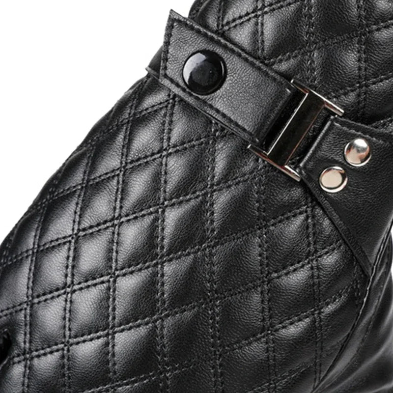Black Winter Thermal Plush Motorcycle Riding Gloves by RiderOut