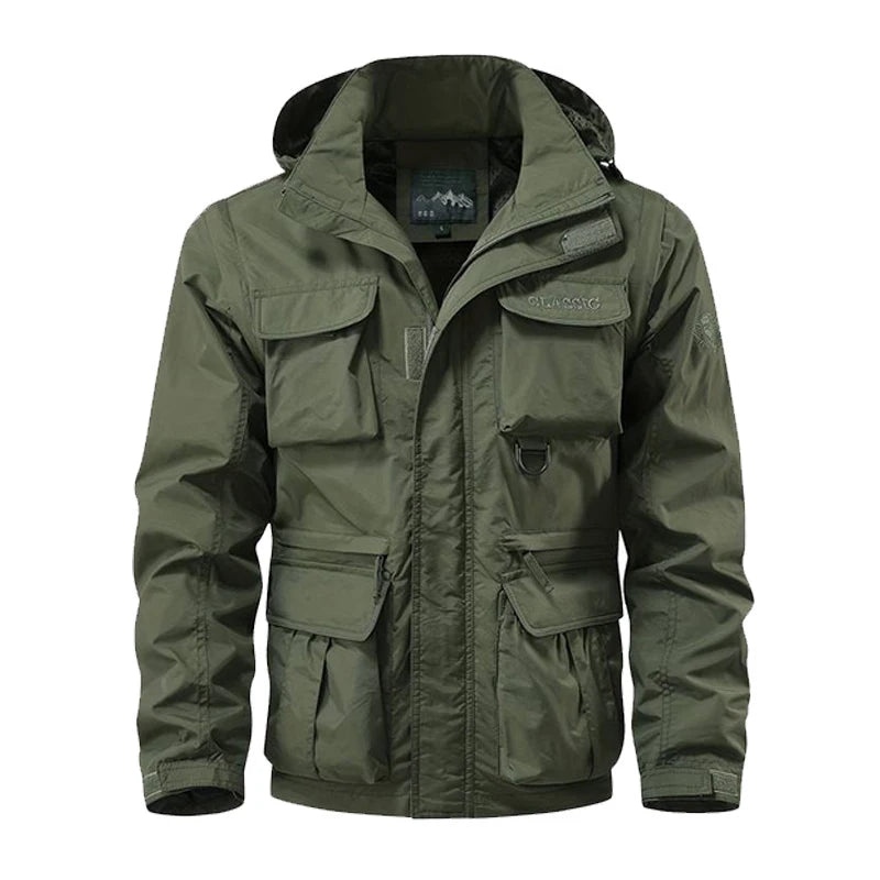 Multi-pocket Windbreaker Hooded Jacket by RiderOut