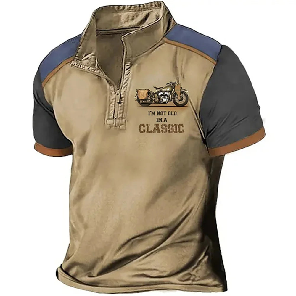 Vintage Short Sleeve Motorcycle 3d Print T-shirt by RiderOut