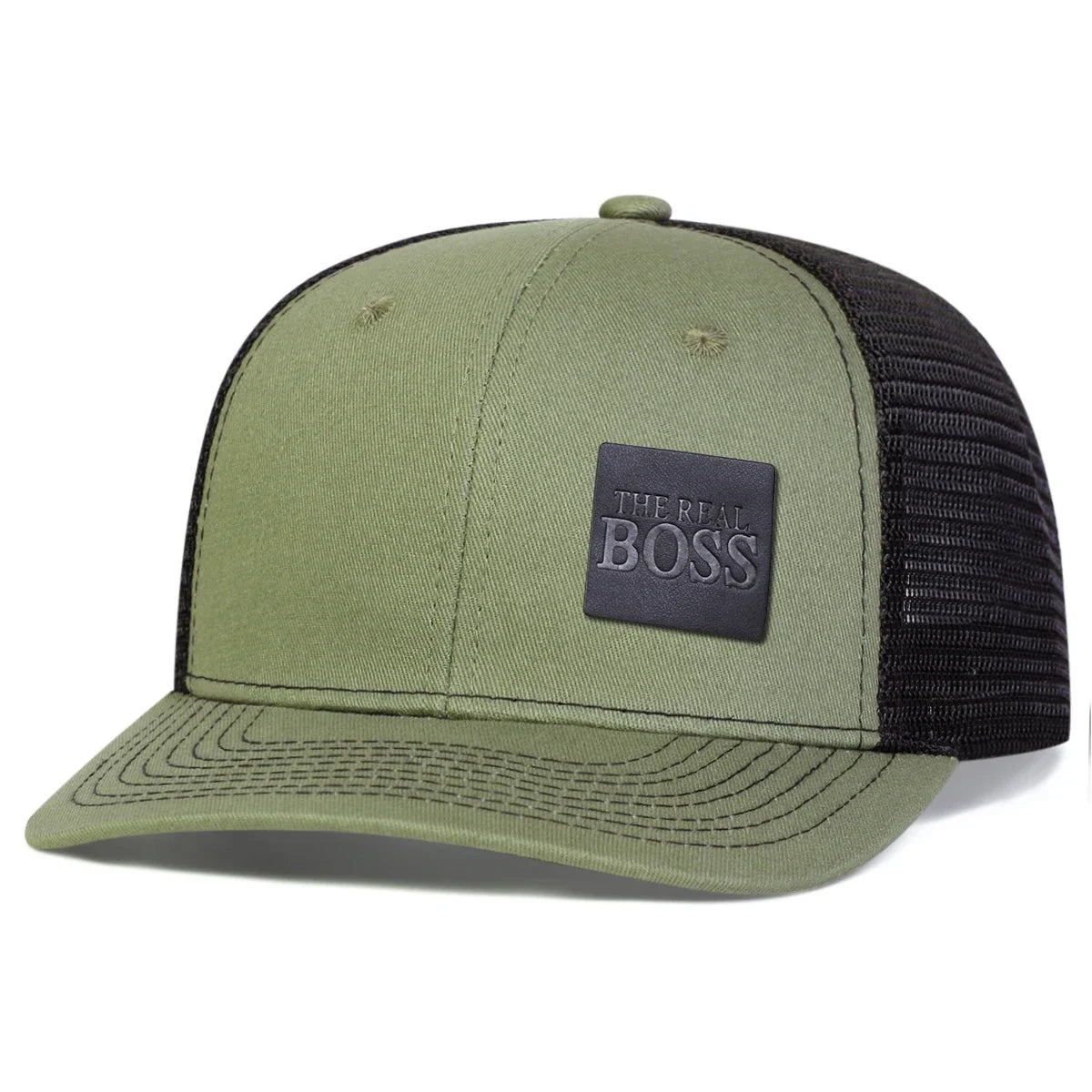 THE REAL BOSS Letter Leather Label Baseball Net Caps by RiderOut™