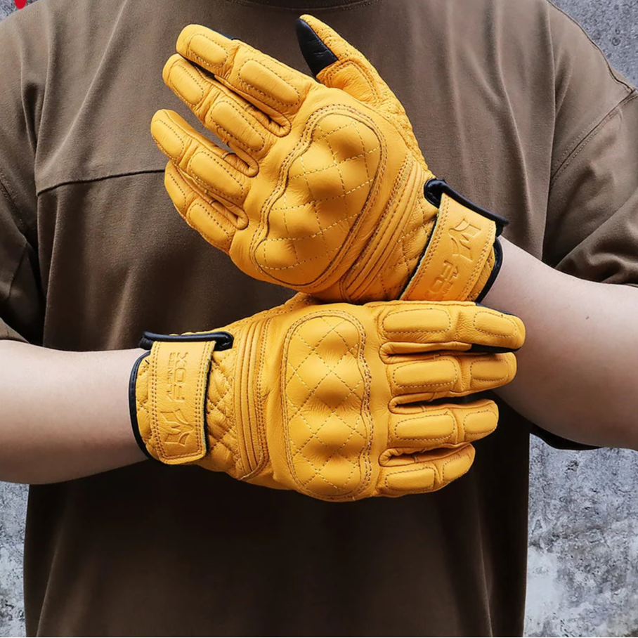 Retro Motorcycle Genuine Leather Gloves by RiderOut™