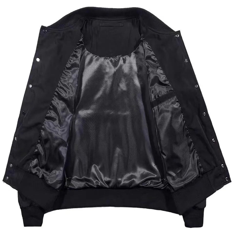 Black Skulls Punk Embroidery Bomber Jacket by RiderOut