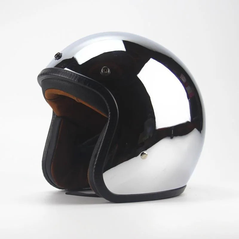 Chrome Retro Motorcycle Full Face Helmet by RiderOut™