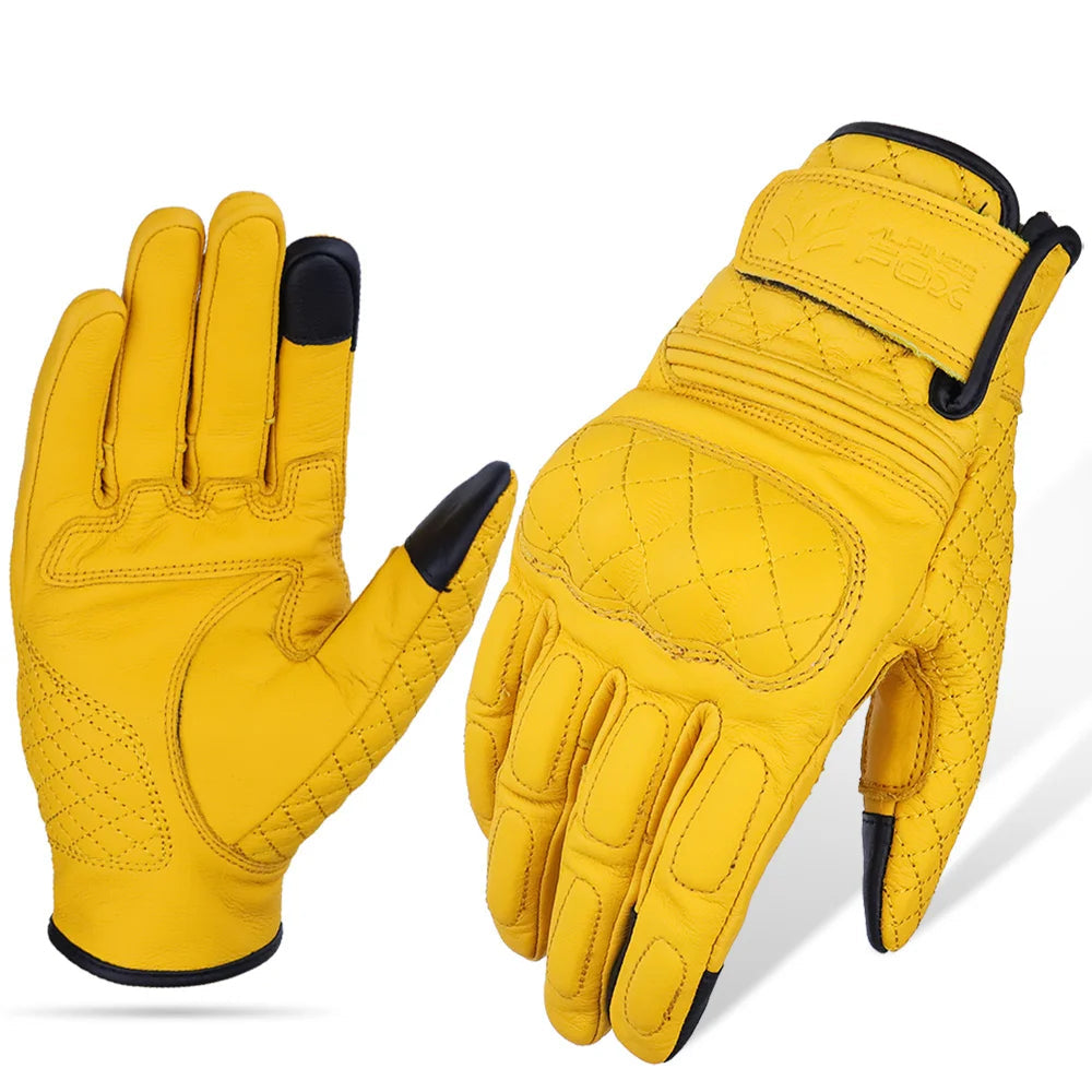 Retro Motorcycle Genuine Leather Gloves by RiderOut™