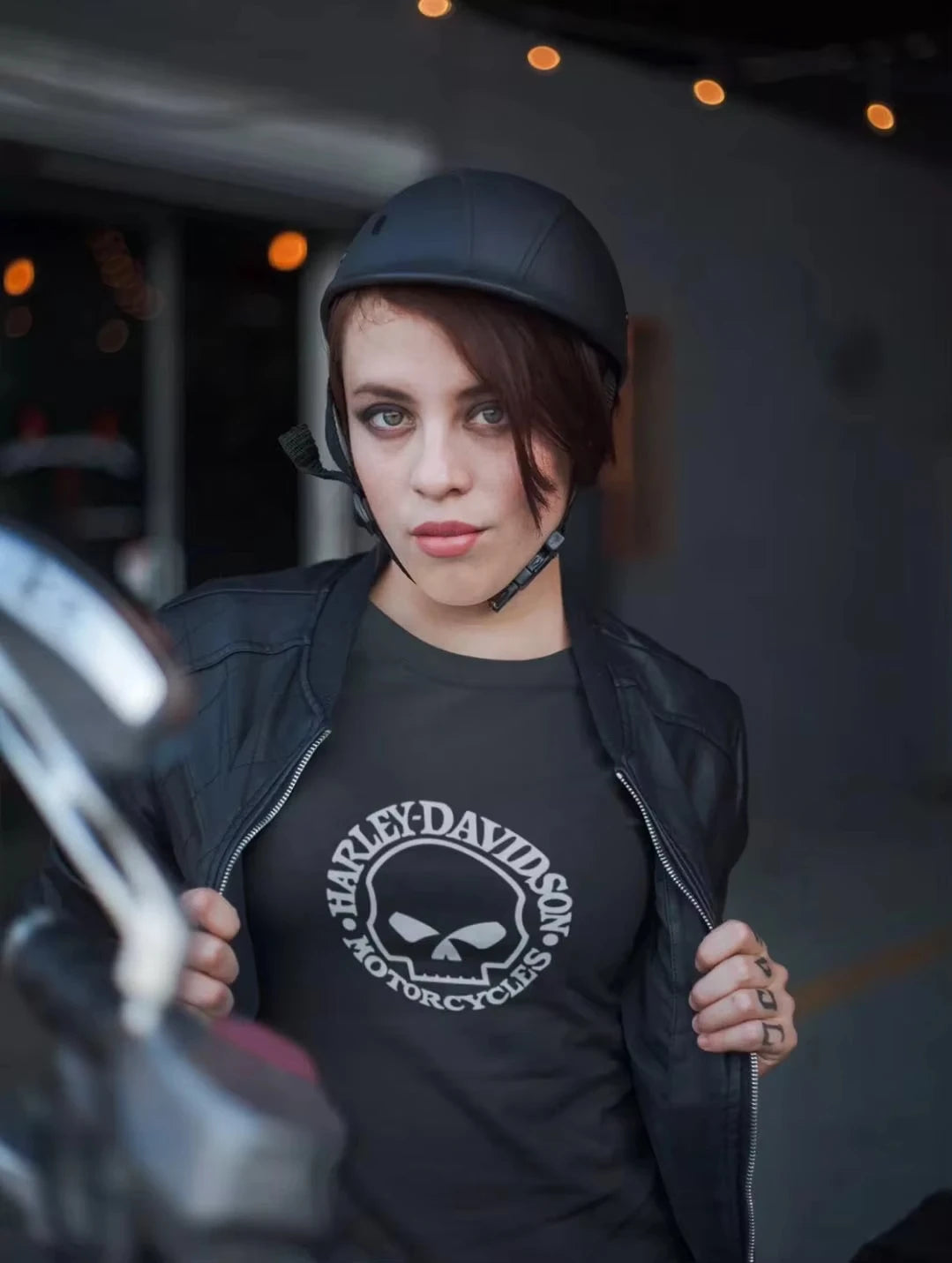 Black HD Skull Logo Cotton T-shirt by RiderOut™