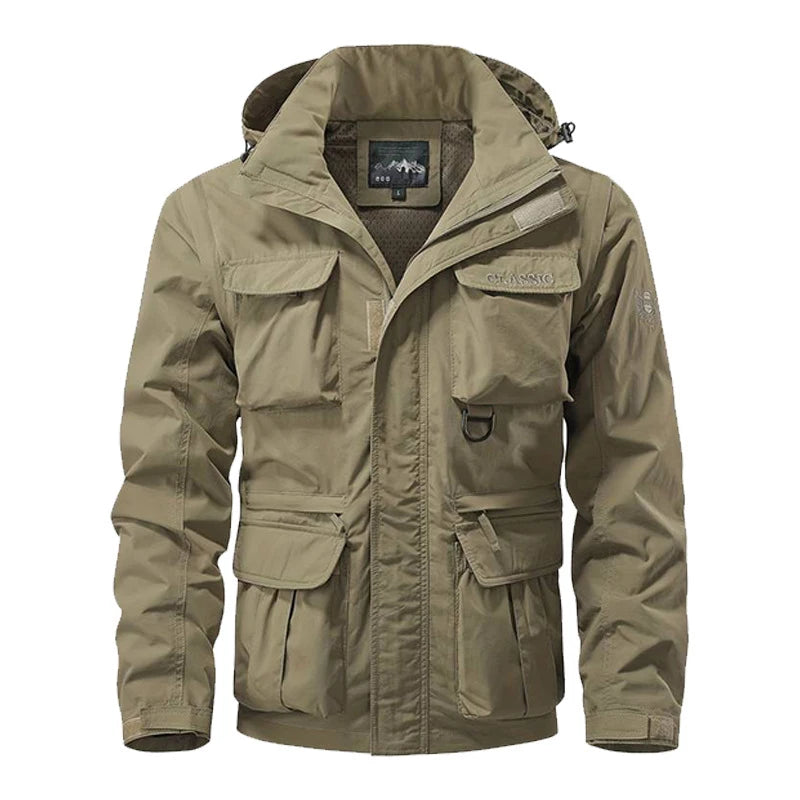 Multi-pocket Windbreaker Hooded Jacket by RiderOut