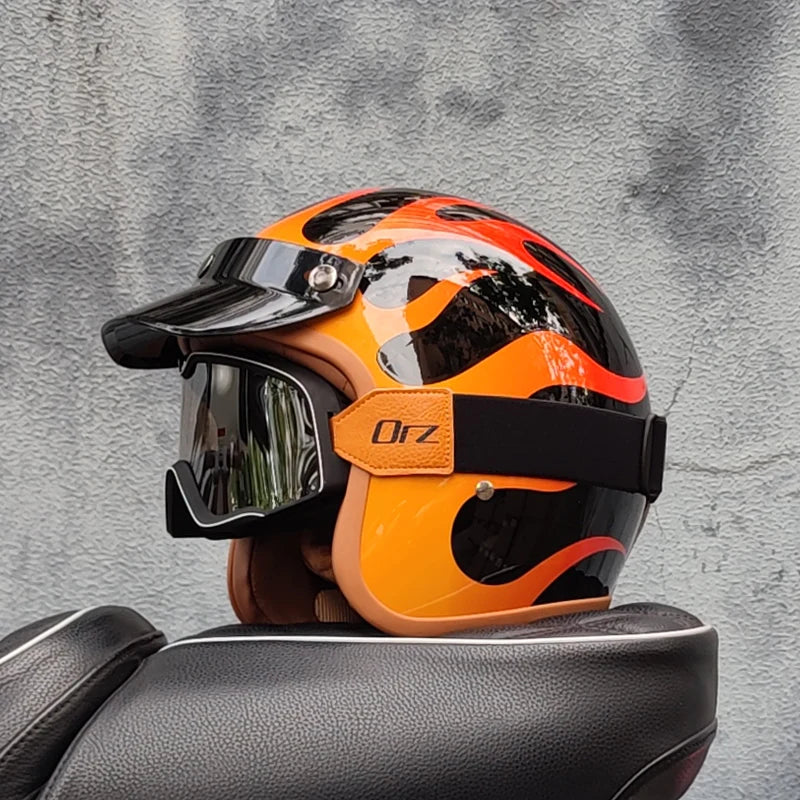 Retro Half Open Designer Motorcycle Helmet by RiderOut™
