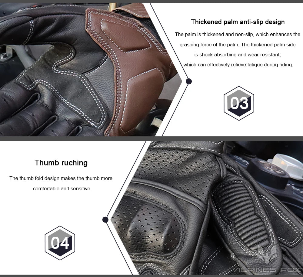 Vintage Leather Motorcycle Gloves by RiderOut™