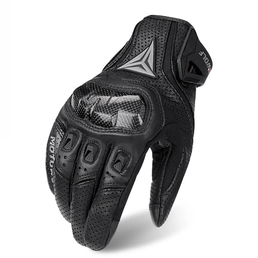 Breathable Leather Touchscreen Seasons Motorcycle Gloves by RiderOut™