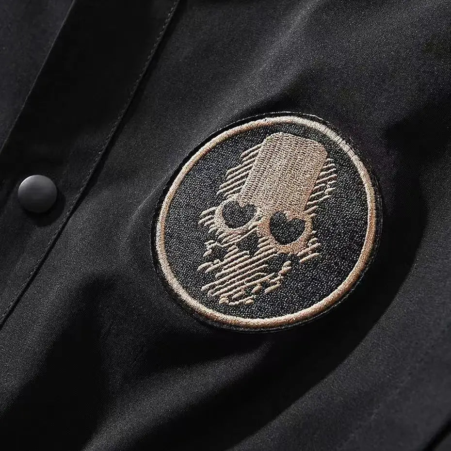 Black Skulls Punk Embroidery Bomber Jacket by RiderOut
