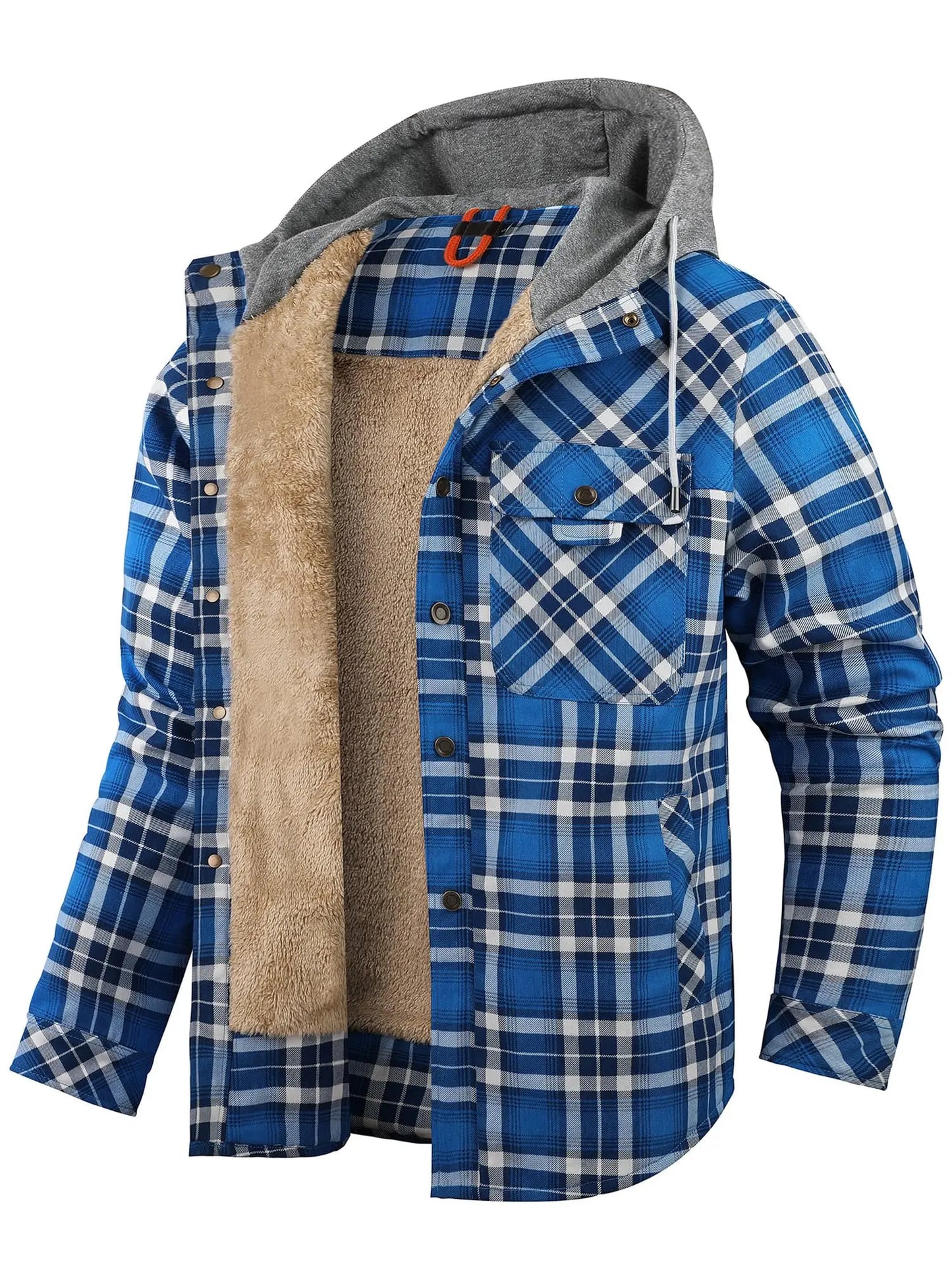 Plaid Flannel Snap Fleece Warm Hoodie by RiderOut