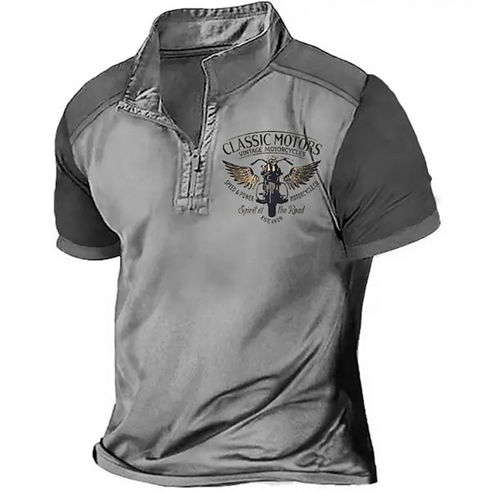 Vintage Short Sleeve Motorcycle 3d Print T-shirt by RiderOut