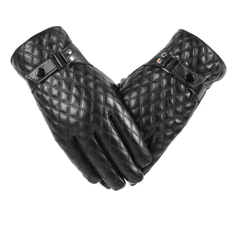 Black Winter Thermal Plush Motorcycle Riding Gloves by RiderOut