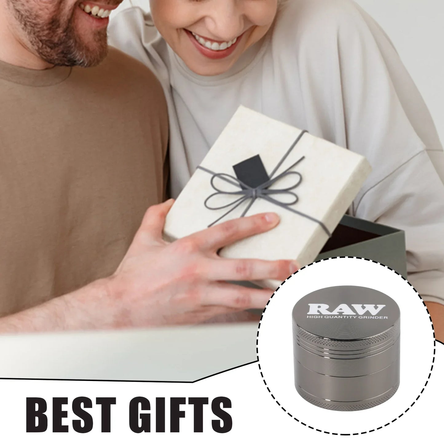 2" Metal Zinc Alloy Gray Herb Grinder by RAW™