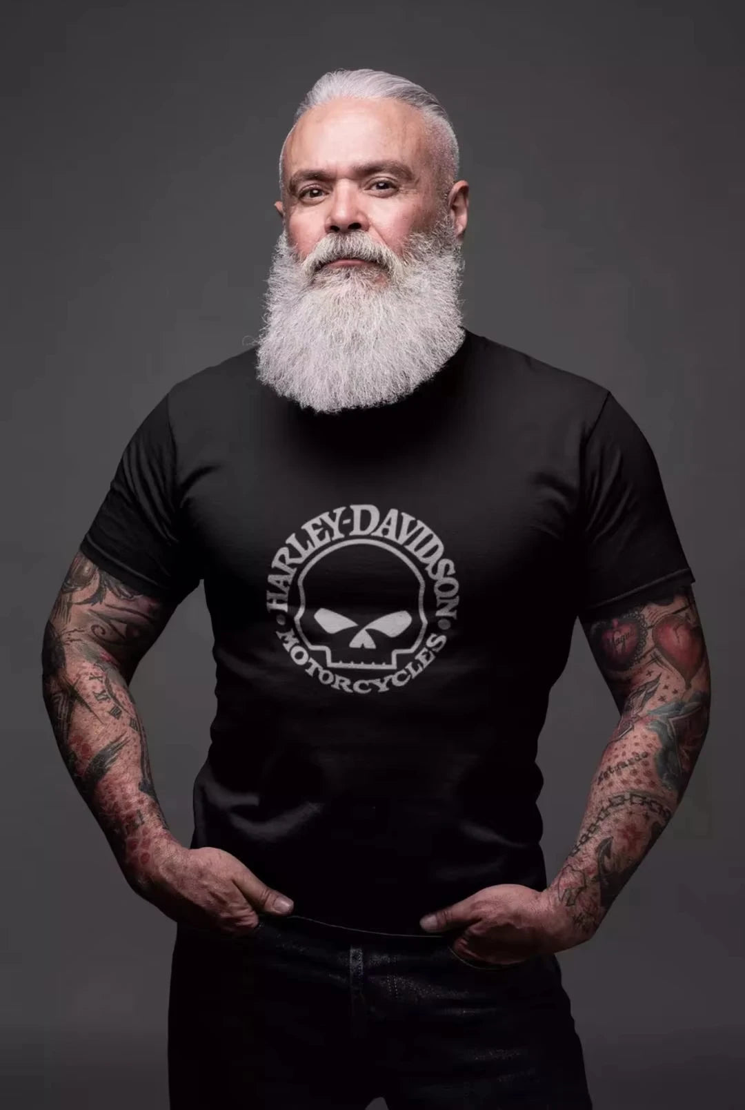 Black HD Skull Logo Cotton T-shirt by RiderOut™