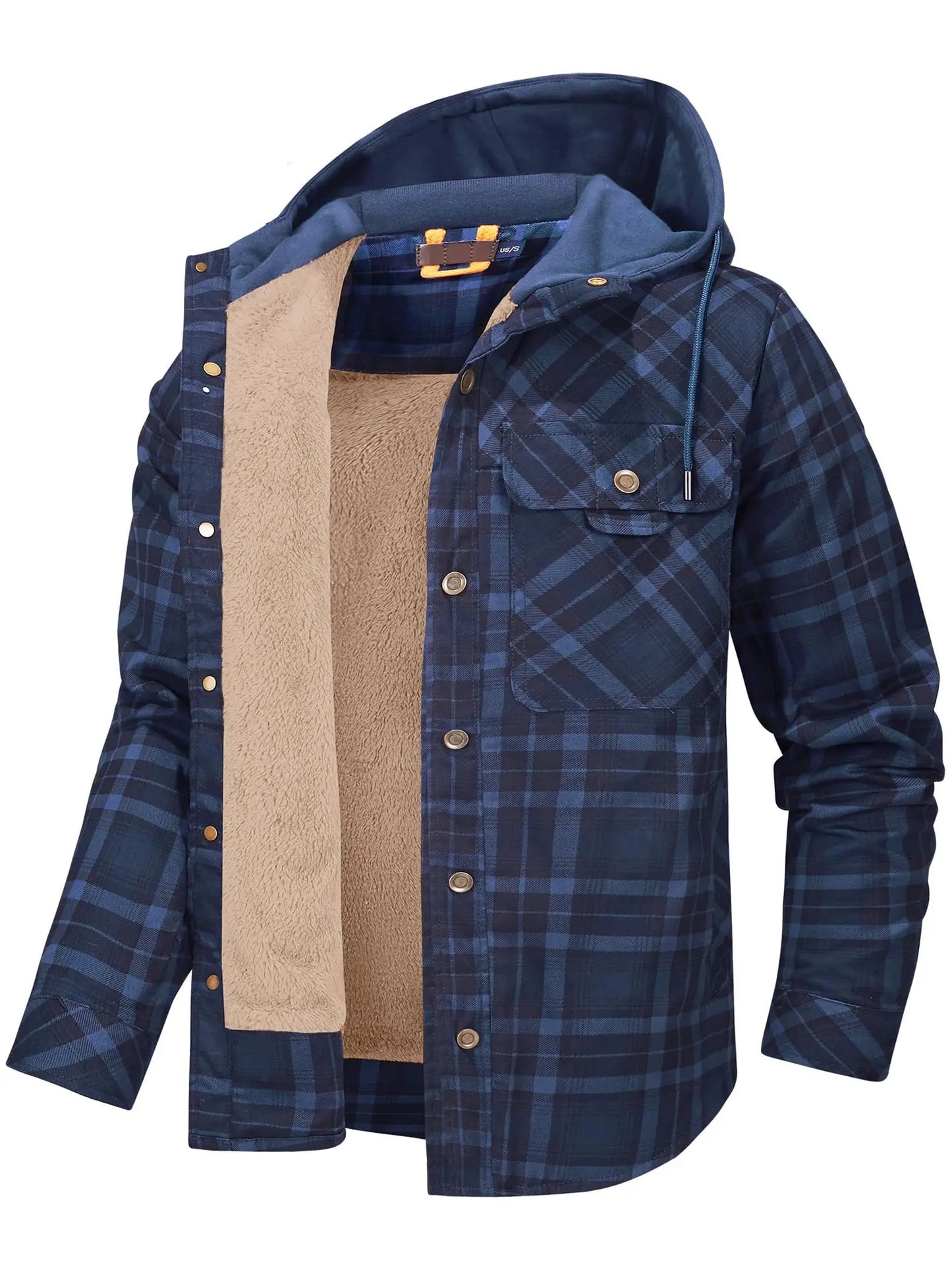 Plaid Flannel Snap Fleece Warm Hoodie by RiderOut