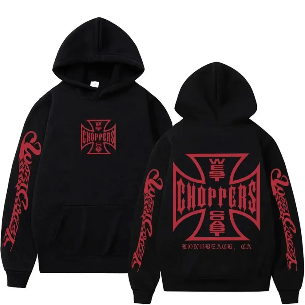 Red - Black West Coast Chopper Graphic Hoodie by RiderOut™