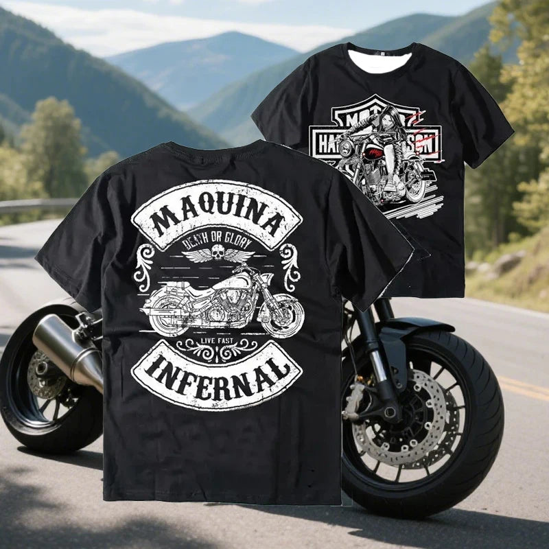 H D Chopper Print Motorcycle T-Shirt by RiderOut™