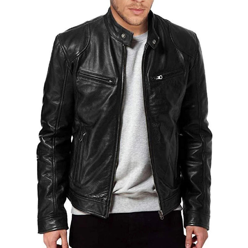 PU Leather Casual Motorcycle Jacket by RiderOut