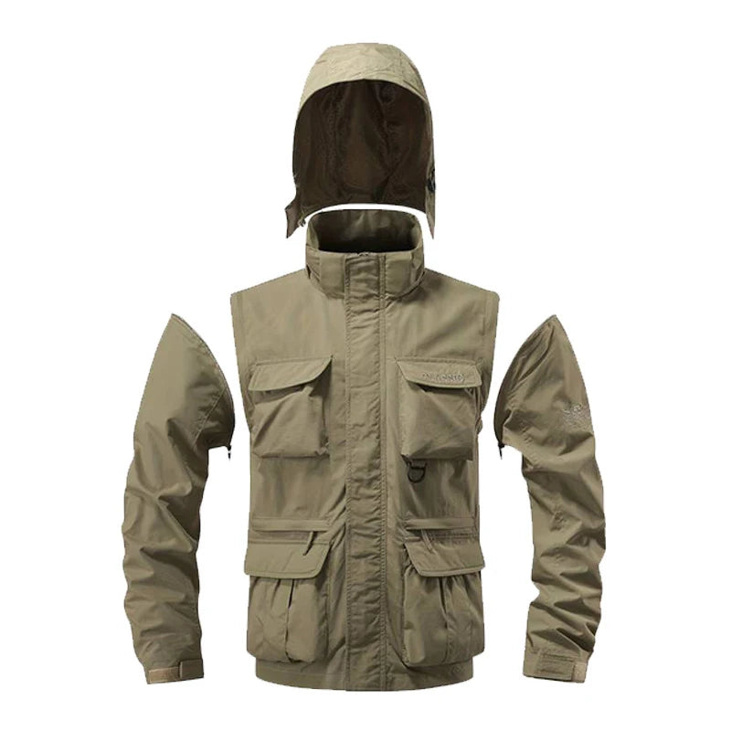 Multi-pocket Windbreaker Hooded Jacket by RiderOut