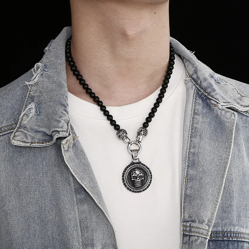 Rosary Beads Skull Pendant Necklace by RiderOut™